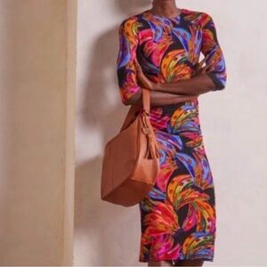 FARM Rio Rainbow Banana Jersey Dress Size XL